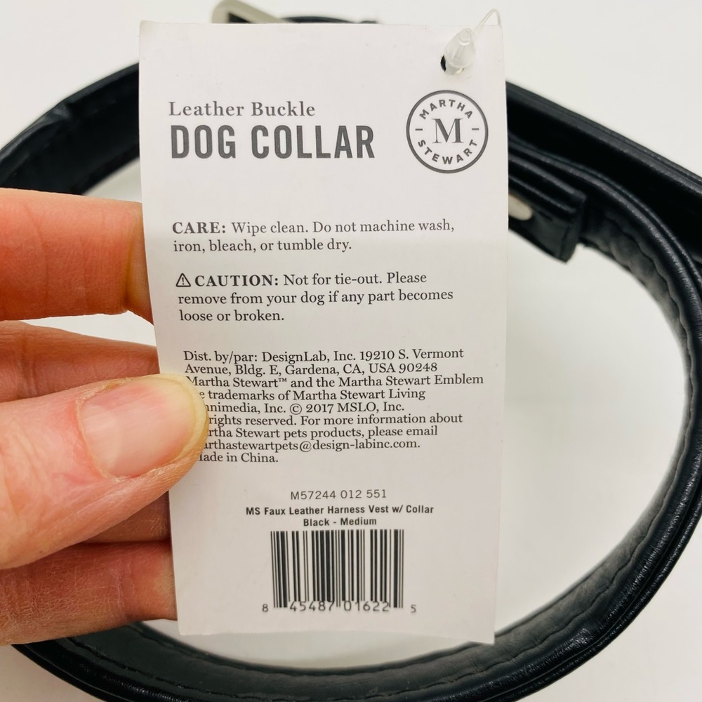 NWT Martha Stewart Dog Collar Vegan Leather Black Size 16 (14.5”-17.5”neck size) - Picture 3 of 7